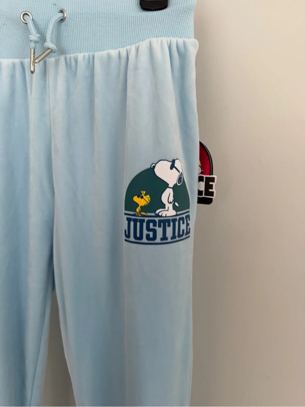 Justice Light Blue Snoopy Graphic Joggers size L 12-14